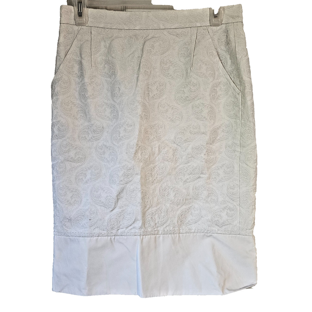 BCBG Max Azria Skirt Women White Textured Pencil Zip Back Career Size 2